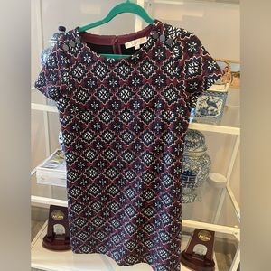 Loft blue and burgundy shift dress - size 6